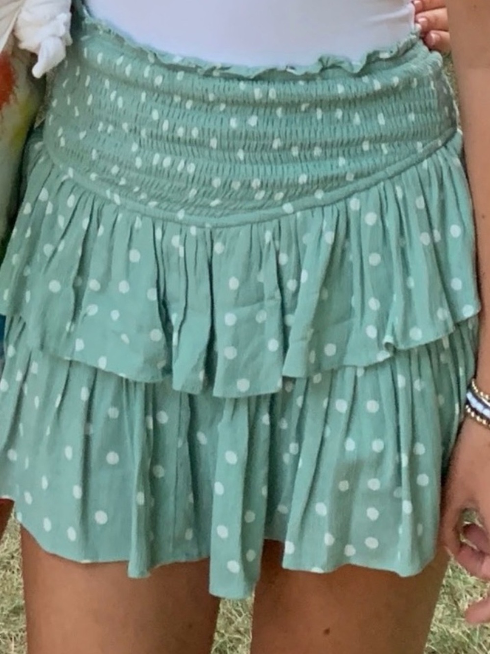 Mustard Seed Mint Green Ruffle Skirt With Shorts, Size Small